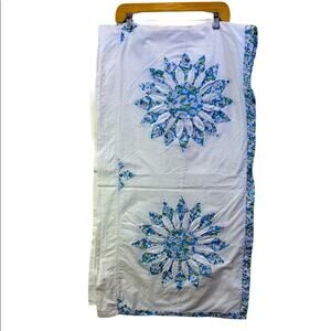 Vintage Quilted Pair of Curtains Flower